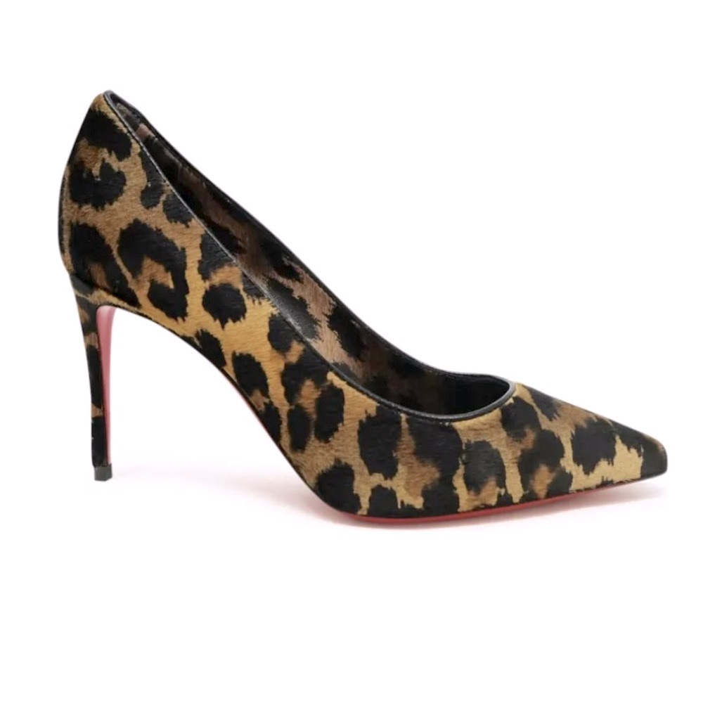 Christian Louboutin NEW Kate Pump👠NIB 85mm Kitty Leopard Print Pony Hair SZ 38
